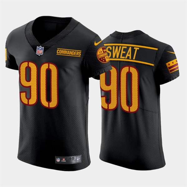 Men's Washington Commanders #90 Montez Sweat Black Elite Stitched Jersey Men's Washington Commanders #90 Montez Sweat Black Elite Stitched Jersey
